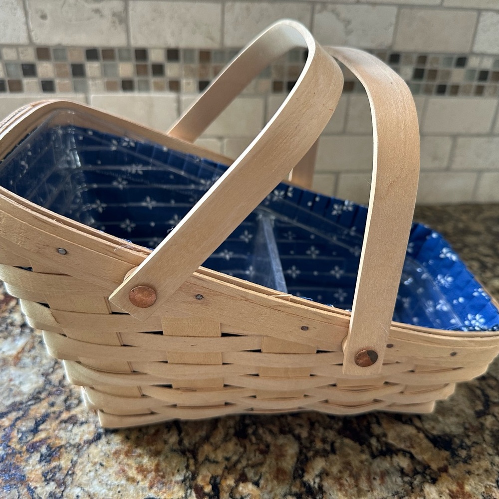 Longaberger Basket with Blue Floral Liner